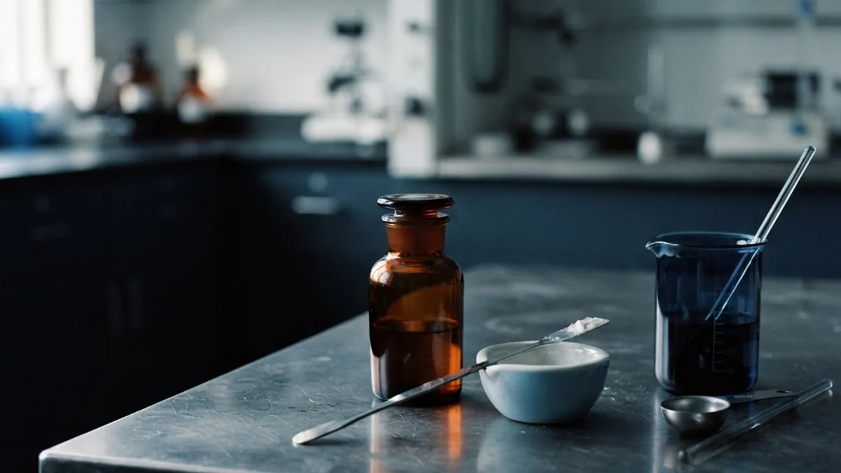A calm, orderly compounding-pharmacy surface in deep blue tones — the terrain of the 503A/503B framework.